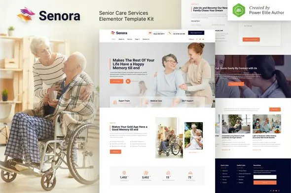 Senora – Senior Care Services Elementor Template Kit | WP TOOL MART