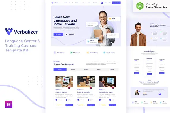 Verbalizer – Language Courses & Learning Center Elementor Template Kit | WP TOOL MART